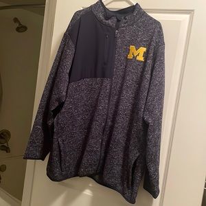 Michigan Antigua Full Zip Heathered Navy Jacket. Size 3XL